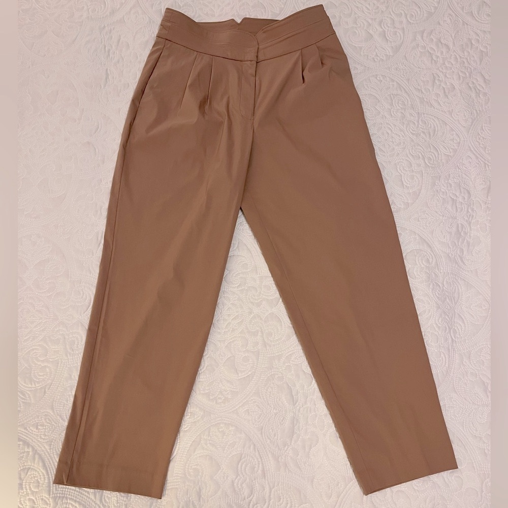 Express Women’s High-Waist Paperbag Style Tapered Ankle Brown Pants